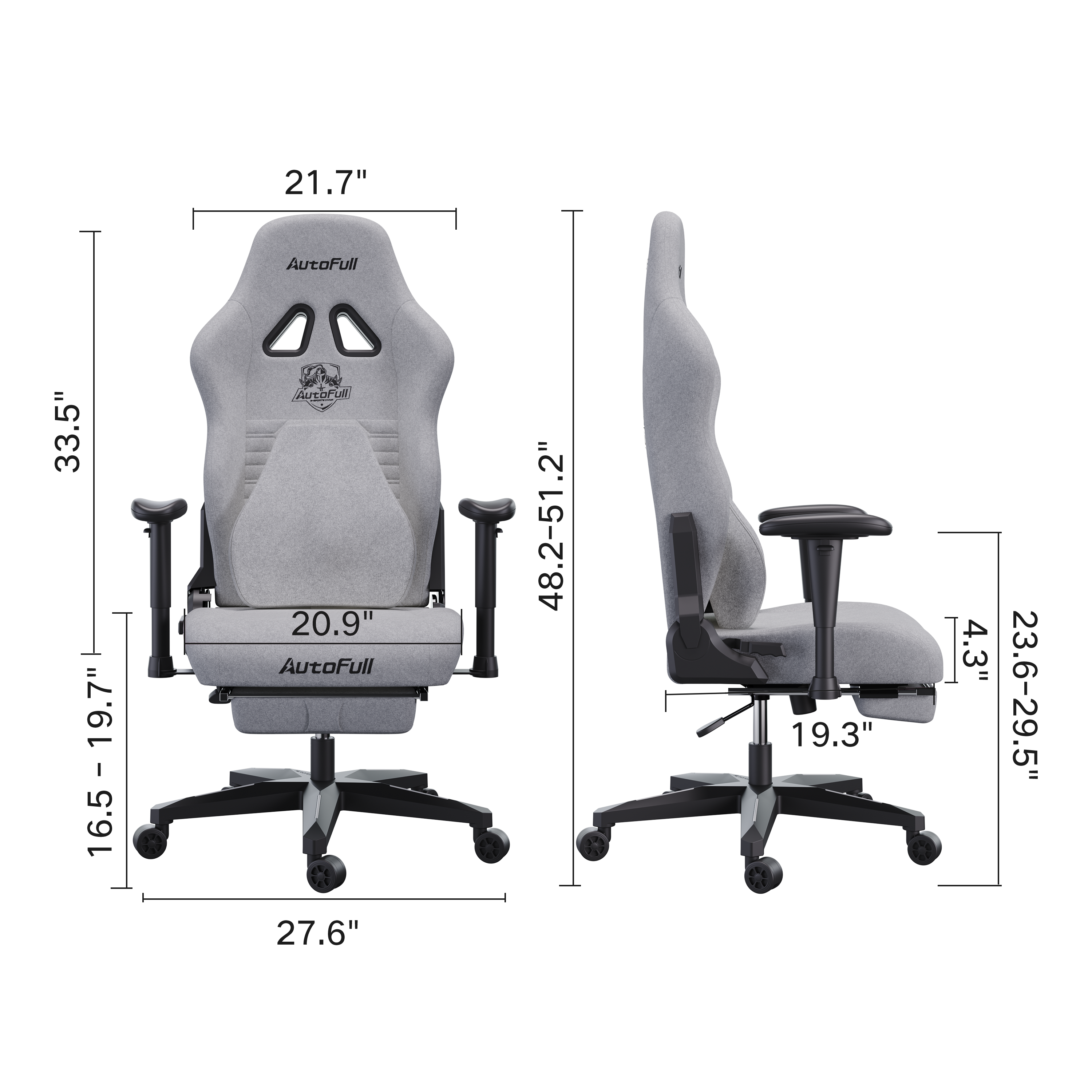AutoFull C3 Gaming Chair, Fabric Material, With Footrest