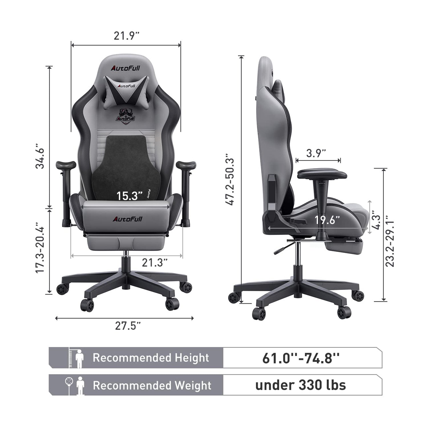 AutoFull C3 gaming chair（Ergonomic Lumbar Pillow)