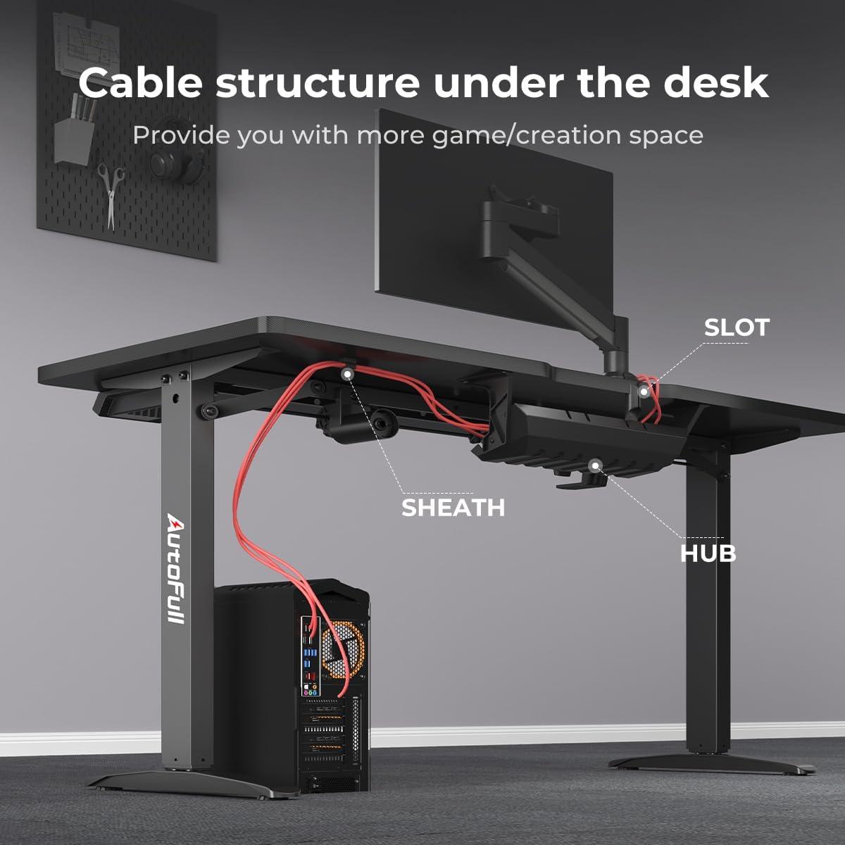 AutoFull Electric Standing Computer Gaming Desk-Black - AutoFull Official