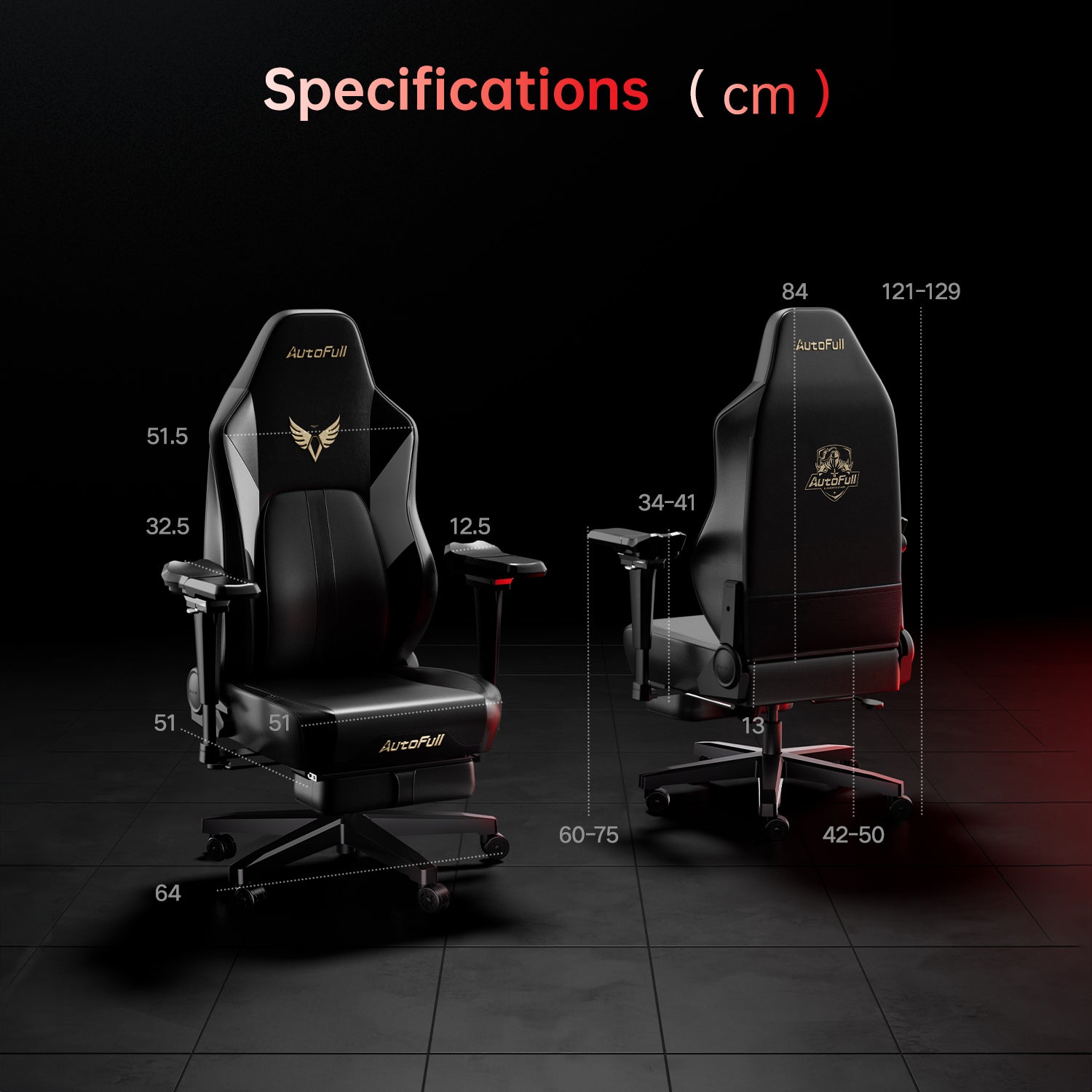 AutoFull M6 Gaming Chair, Standard, Dynamic Tracking Lumbar Support, without Footrest