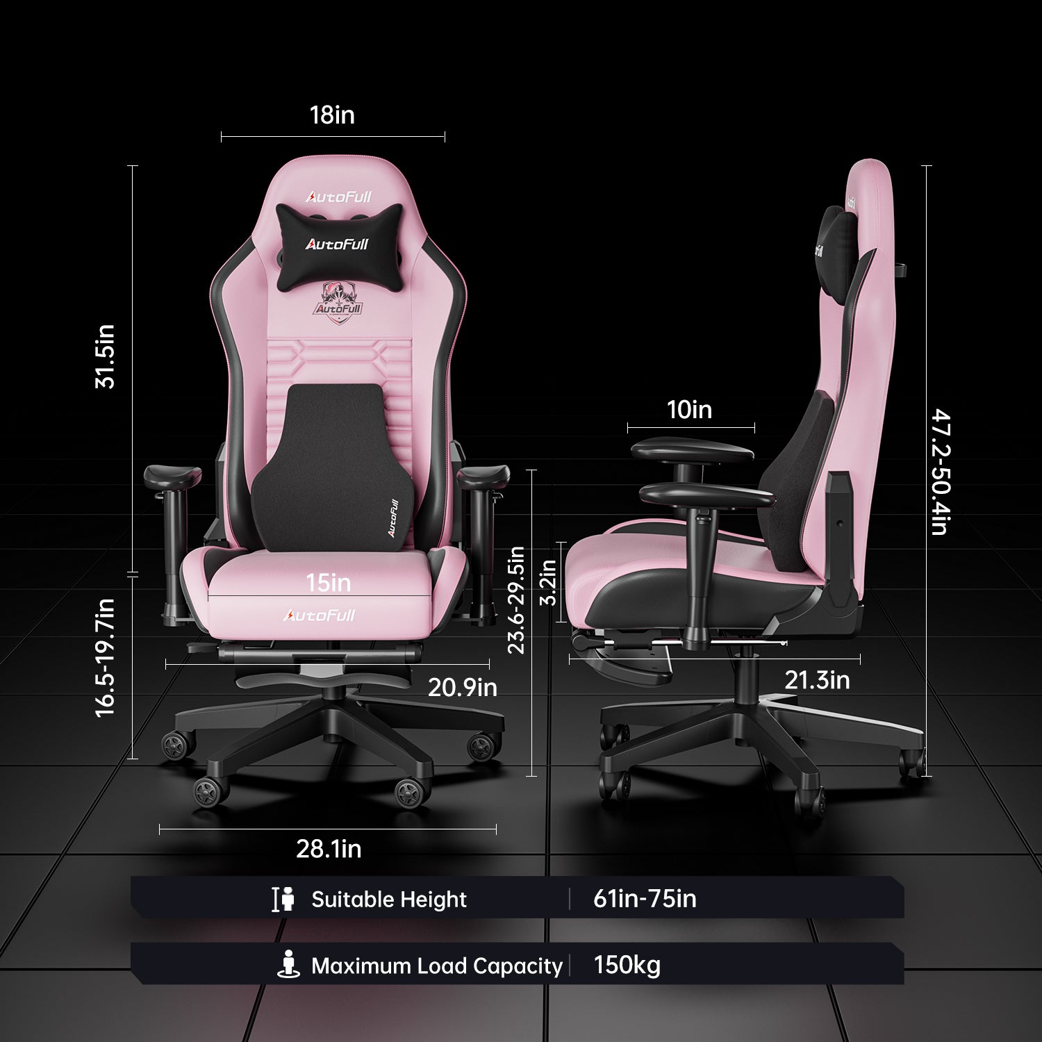 AutoFull C3 gaming chair（Ergonomic Lumbar Pillow)