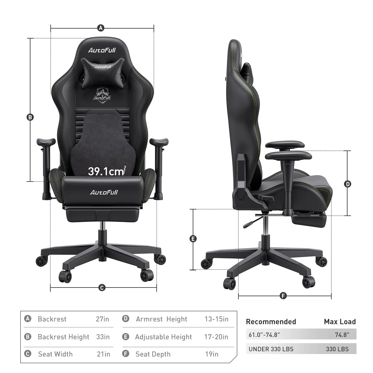 AutoFull C3 Gaming Chair-Black