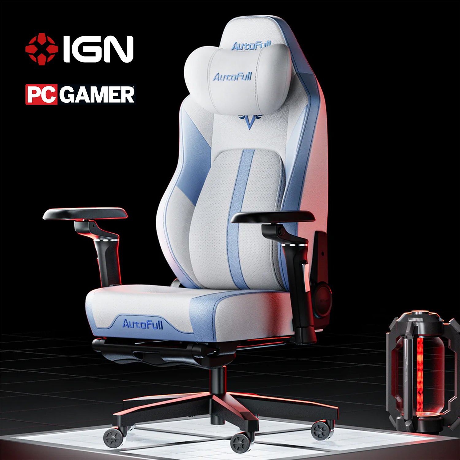 AutoFull M6 Ultra White Gaming Chair (Massage)